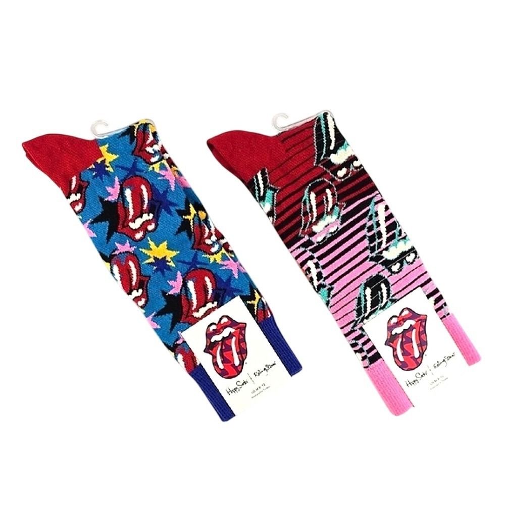 Happy Socks x Rolling Stones Men's Socks Multi Color Crew Combed Cotton 8-12